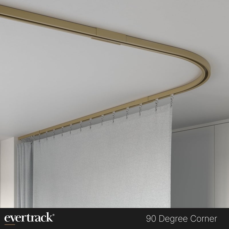 EverTrack Curtain Track - Corner Section for Ceiling Curtain Track - USA Made - 90 Degree Bend, Satin Brass - Image 3