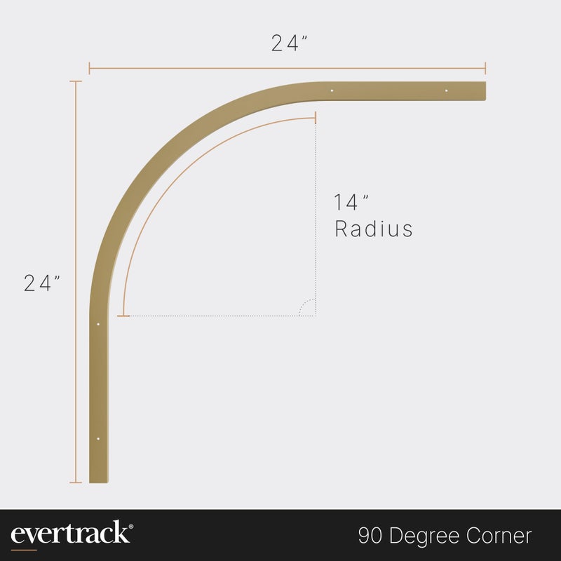 EverTrack Curtain Track - Corner Section for Ceiling Curtain Track - USA Made - 90 Degree Bend, Satin Brass - Image 2