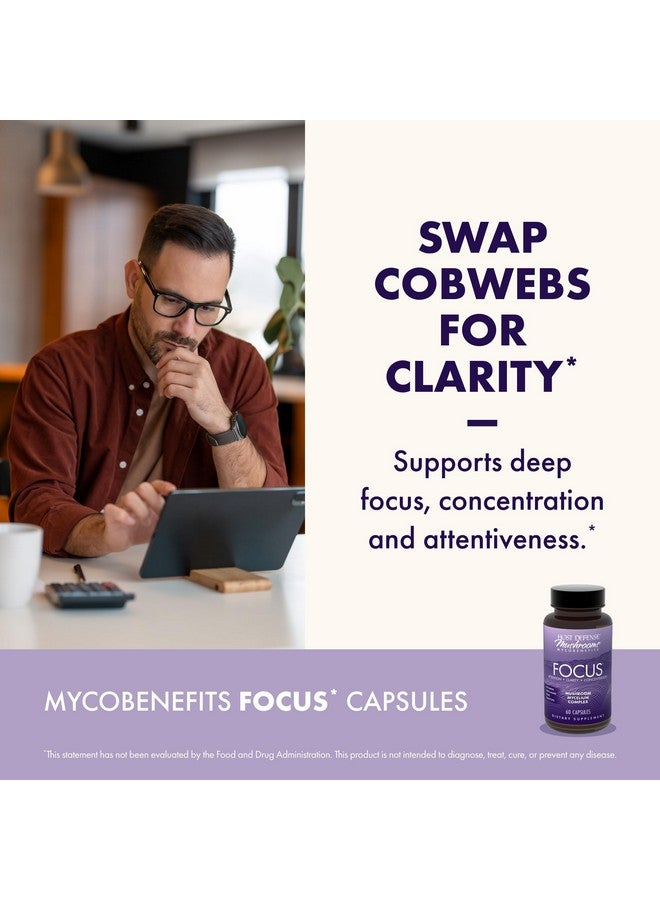 Host Defense MycoBenefits Focus Capsules - Mushroom Supplement for Brain Health Support - Neurological Function Aid for Adults - Includes Lion's Mane, Reishi & B Vitamins - 60 Capsules (30 Servings) - Image 5
