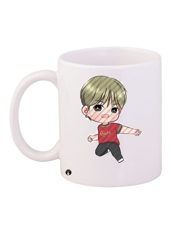 RYN Cartoon Boy Printed Coffee Mug White/Beige/Red 11ounce
