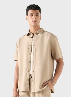 Iconic Iconic Textured Shirt with Short Sleeves  - Image 1