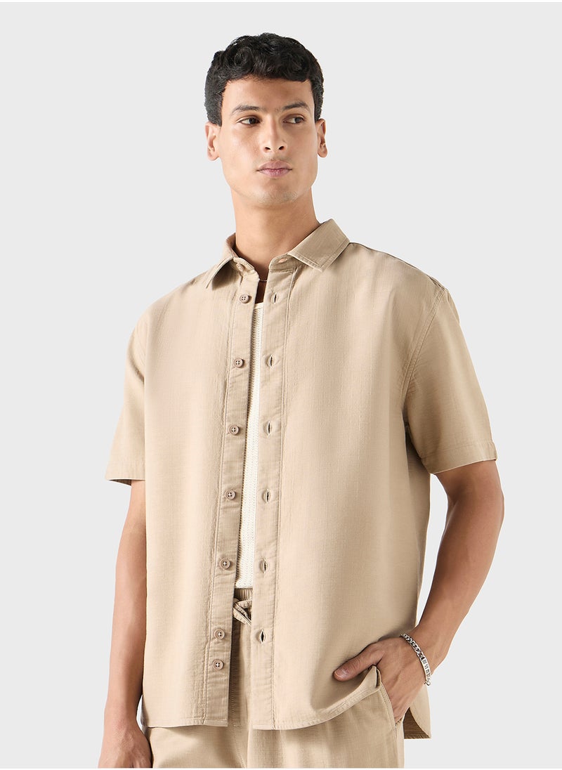 Iconic Iconic Textured Shirt with Short Sleeves  - Image 1
