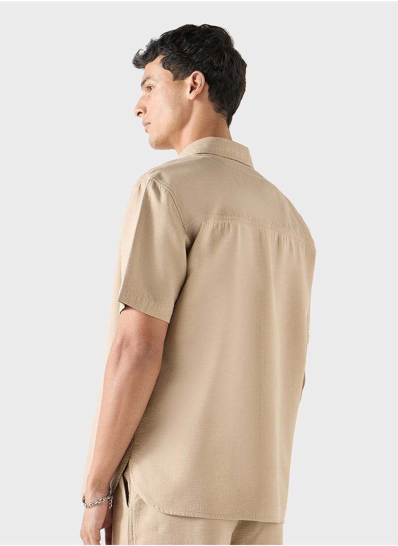 Iconic Iconic Textured Shirt with Short Sleeves  - Image 2