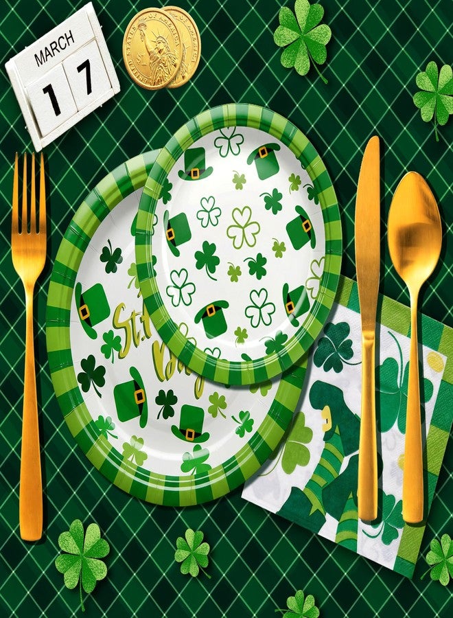 Heaubls St Patrick’s Day Party Decorations Set Serve 24, St Patrick’s Day Party Supplies Kit Includes Green Shamrocks Disposable Dinner Plates, Dessert Plates, Napkins, Cups for Green Irish Party Decorations - Image 2