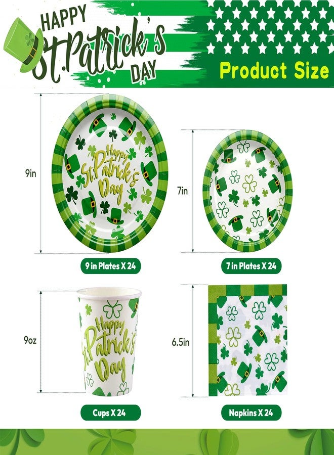 Heaubls St Patrick’s Day Party Decorations Set Serve 24, St Patrick’s Day Party Supplies Kit Includes Green Shamrocks Disposable Dinner Plates, Dessert Plates, Napkins, Cups for Green Irish Party Decorations - Image 3