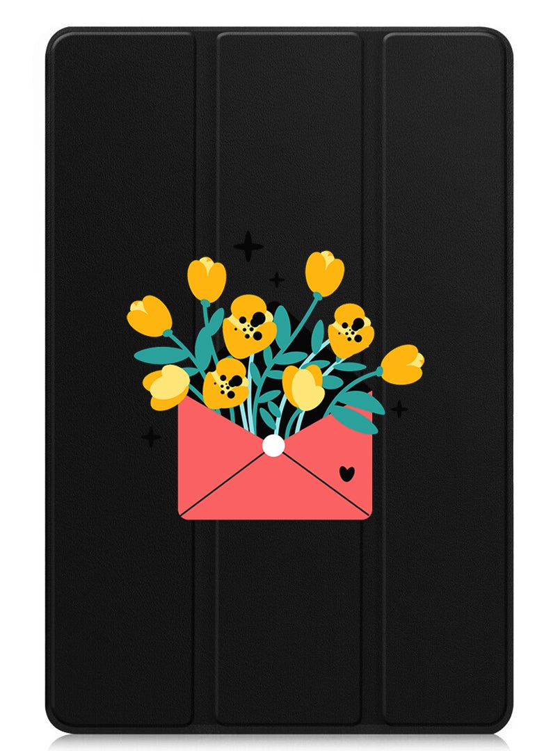 Theodor Protective Flip Case For Apple iPad mini 7th Generation (A17 Pro 2024 / Mini 6 2021 6th Generation) With Trifold Stand Auto Wake Sleep Shockproof Cover flowers in envelope - Image 1