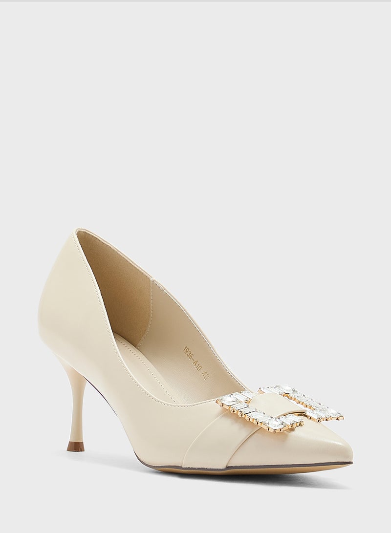 Ella Limited Edition Diamante Trim Mid Heel Pointy Pump - Image 2