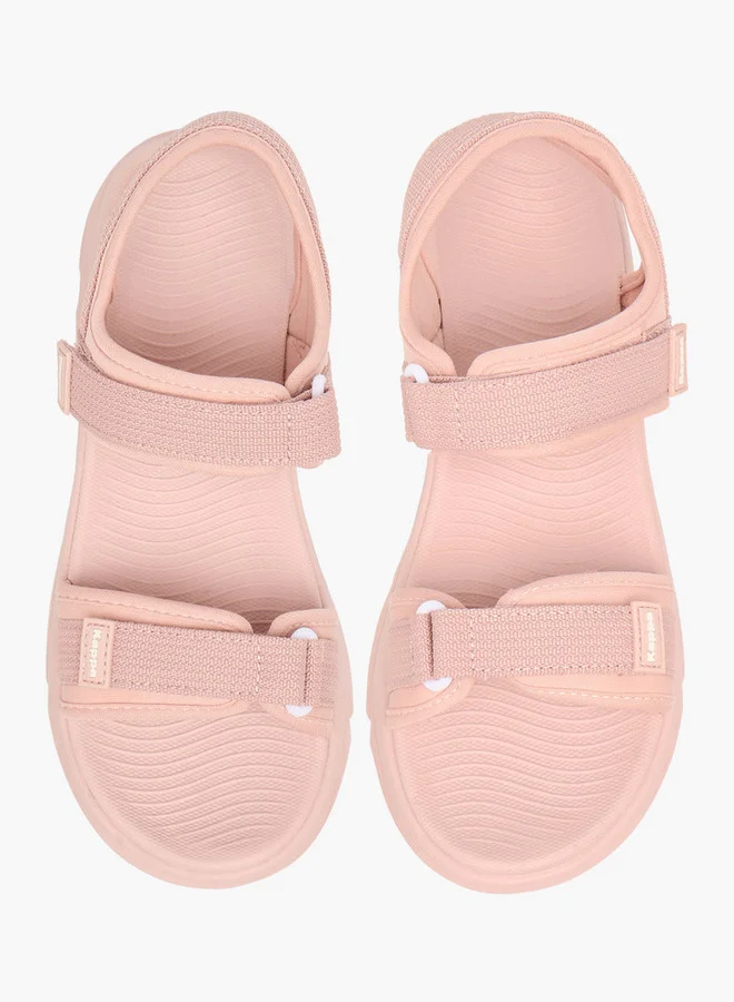 Women's Solid Sandals with Hook and Loop Closure