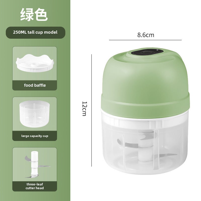 Garlic puree household small electric garlic mixer kitchen wireless meat grinder baby portable auxiliary food cooking machine(250ml green) - Image 1
