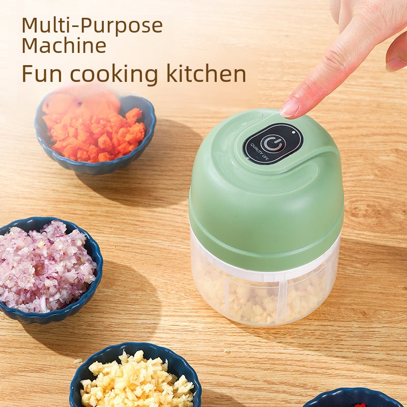 Garlic puree household small electric garlic mixer kitchen wireless meat grinder baby portable auxiliary food cooking machine(250ml green) - Image 4