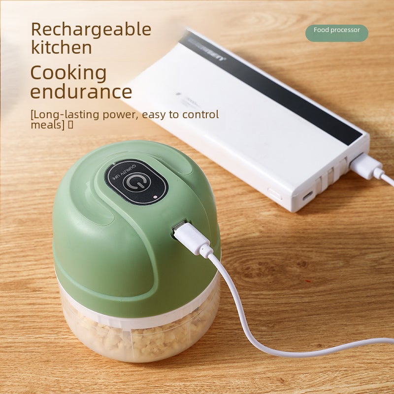 Garlic puree household small electric garlic mixer kitchen wireless meat grinder baby portable auxiliary food cooking machine(250ml green) - Image 5