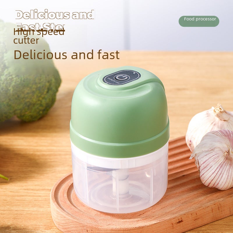 Garlic puree household small electric garlic mixer kitchen wireless meat grinder baby portable auxiliary food cooking machine(250ml green) - Image 2