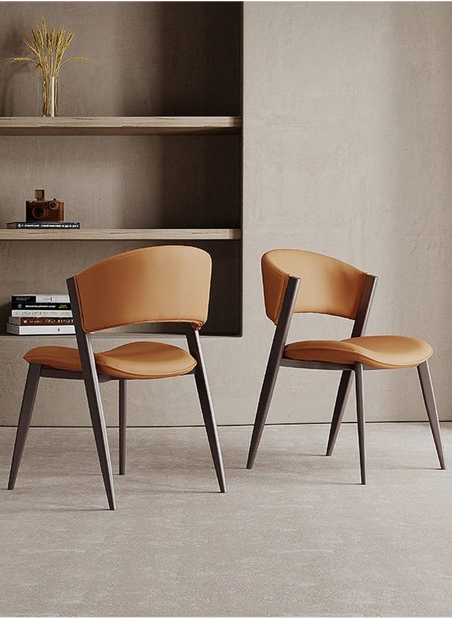Neo Front Neo Front Dining Chair Steel Tripod Ultra-fine PU leather high resilience sponge Brown color frame, brown leather, suitable for restaurants M62-2068-25 Brown  - Image 2