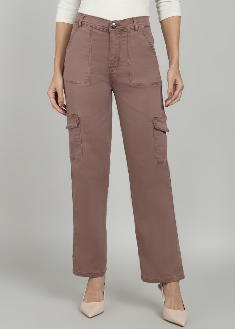 Nifty Women's Denim Relaxed Fit Coffee Cargo Jeans (1466_CFFE_34_Coffee_34) - Image 2