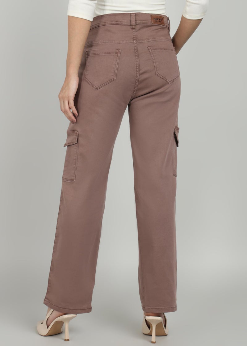 Nifty Women's Denim Relaxed Fit Coffee Cargo Jeans (1466_CFFE_34_Coffee_34) - Image 5
