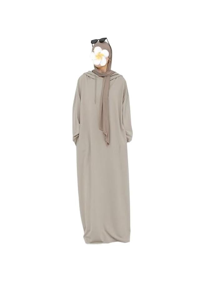 Arabest Womens Hoodies Muslim Prayer Dress One-Piece Solid Color Islamic Abaya Dress Robe Loose Middle East Turkey Outfits - Image 1