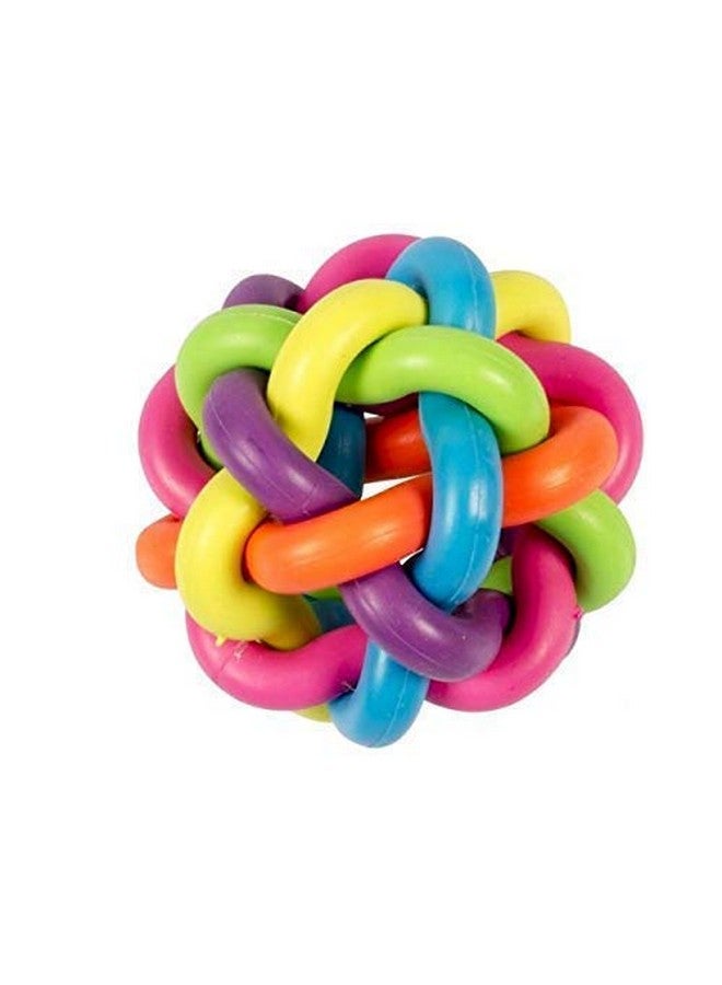 One Cat Chew Knot, Woven Braided Rainbow Ball With Jingle Bell + One Led Squeaky Ball Toy For Dogs, Cats And Puppies (Combo, Multicolor) - Image 2