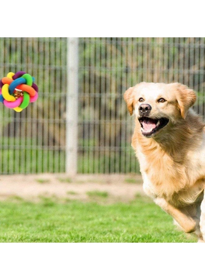 One Cat Chew Knot, Woven Braided Rainbow Ball With Jingle Bell + One Led Squeaky Ball Toy For Dogs, Cats And Puppies (Combo, Multicolor) - Image 4