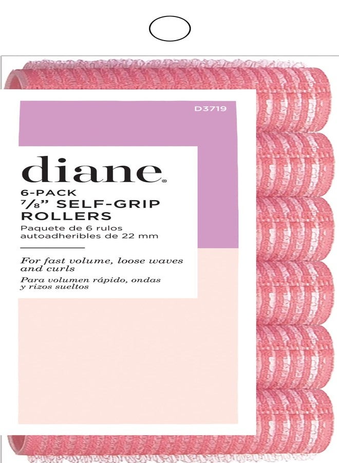 Diane 7/8-Inch Self-Grip Hair Rollers for Soft Curls, Root Lift, Bangs, Lightweight and Reusable, Ideal for All Hair Types and Easy Styling, Pink, 6 Count - Image 1