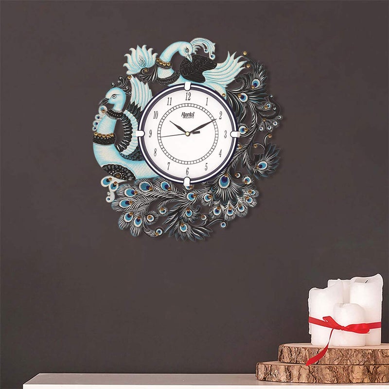 CIRCADIAN Ajanta Desginer Wooden Ethnic Handpainted Wall Clock for Home Living Room Office (13inch*13inch) - Image 3