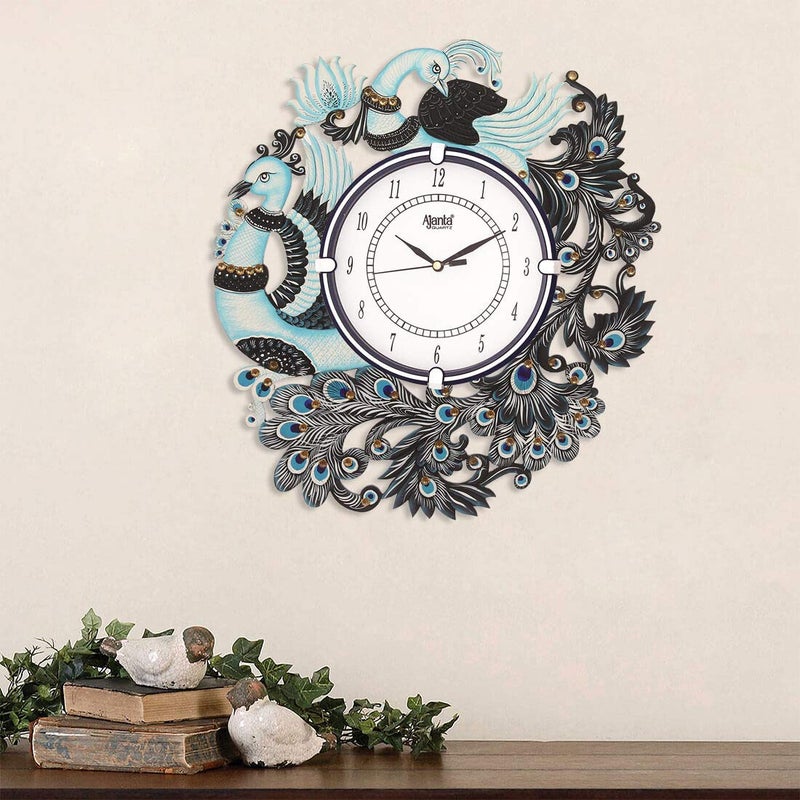CIRCADIAN Ajanta Desginer Wooden Ethnic Handpainted Wall Clock for Home Living Room Office (13inch*13inch) - Image 4