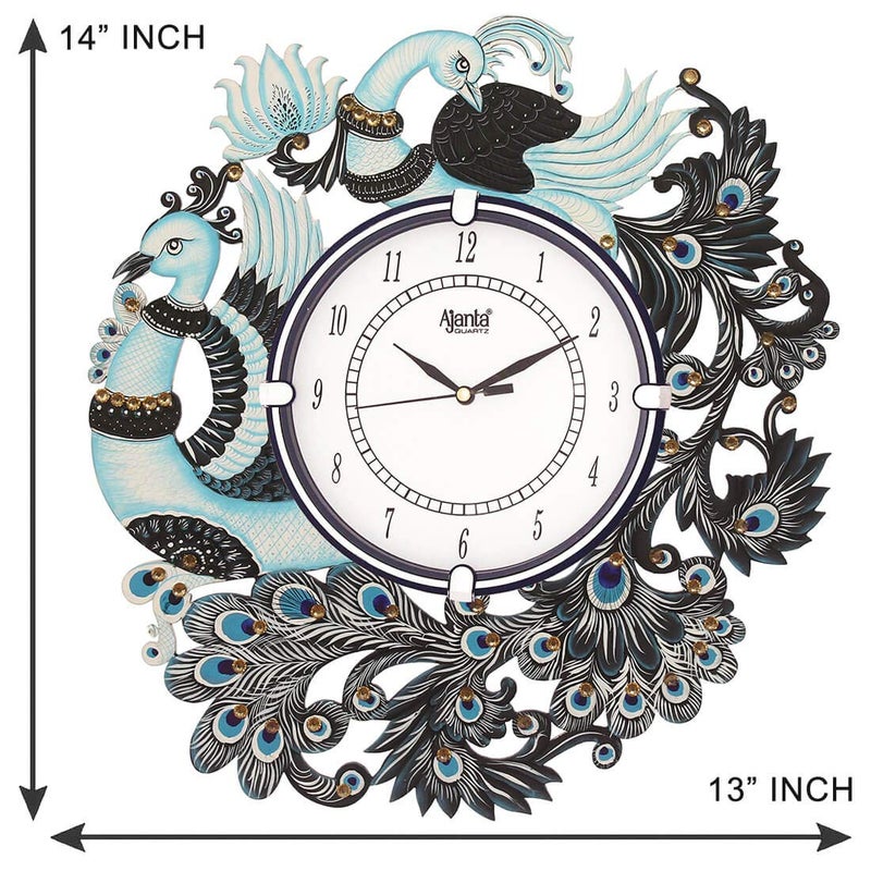 CIRCADIAN Ajanta Desginer Wooden Ethnic Handpainted Wall Clock for Home Living Room Office (13inch*13inch) - Image 2