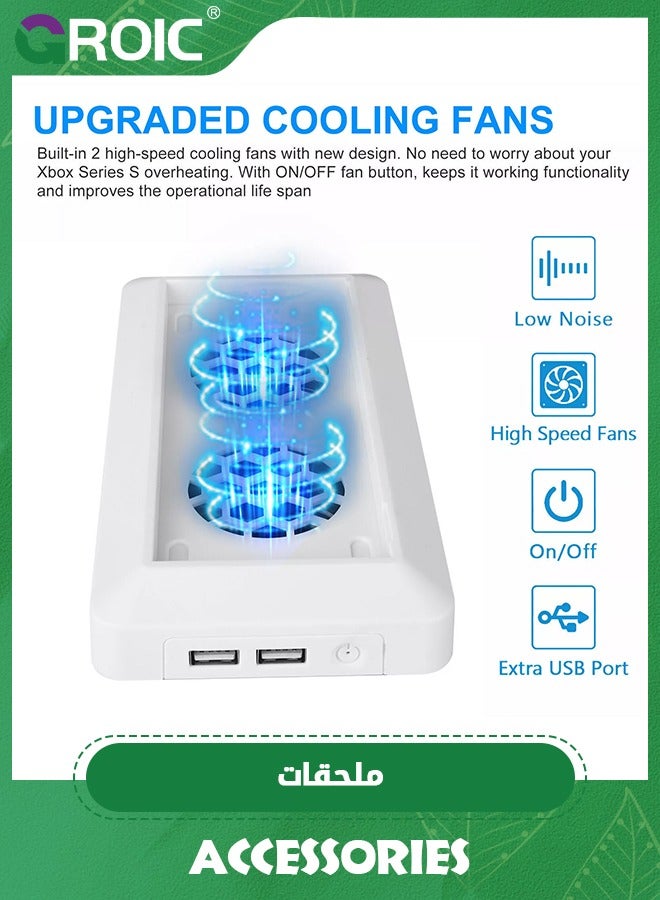 GROIC Vertical Stand Cooling Fan New Vertical Stand Holder With 2 Built-in Cooling Fan Dock For Xbox Series S Console Accessories Host Upright Support Base Stand  - Image 3