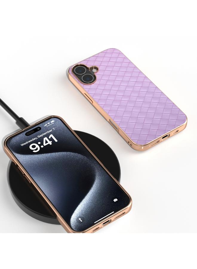 S-TOP Case For iPhone 16 Electroplated Frame Woven Texture PU Phone Case - Image 2
