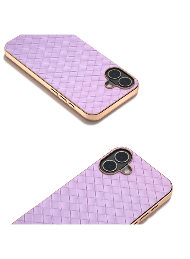 S-TOP Case For iPhone 16 Electroplated Frame Woven Texture PU Phone Case - Image 3