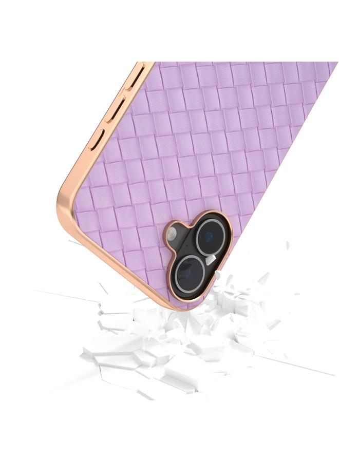 S-TOP Case For iPhone 16 Electroplated Frame Woven Texture PU Phone Case - Image 4