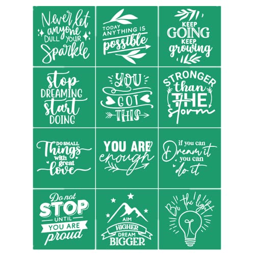 JAJADO Self Adhesive Silk Screen Stencil Inspirational Word Stencil Motivational Quotes Bundle Chalk Mesh Transfers Reusable Chalk Paste Stencil Paint on WoodTShirtGlass Home Decor Craft Project - Image 1