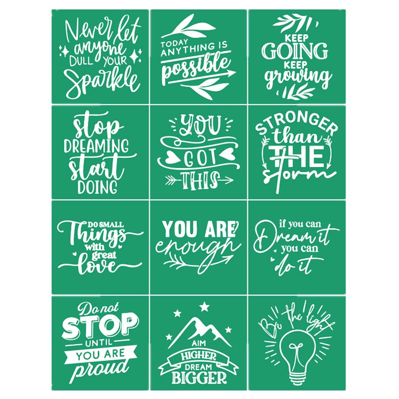 JAJADO Self Adhesive Silk Screen Stencil Inspirational Word Stencil Motivational Quotes Bundle Chalk Mesh Transfers Reusable Chalk Paste Stencil Paint on WoodTShirtGlass Home Decor Craft Project - Image 3