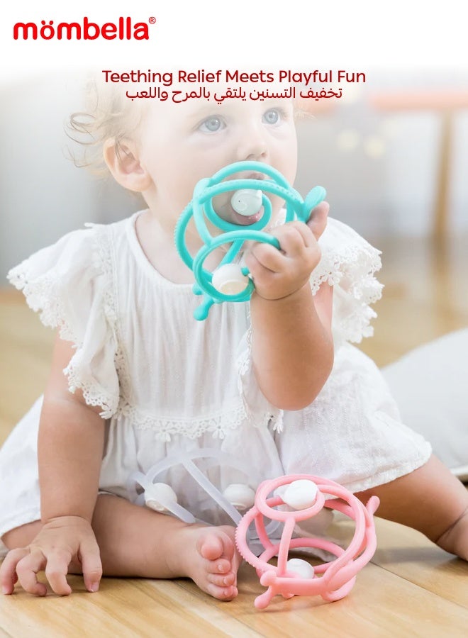 مومبيلا حلقة التسنين على شكل حلزون | لعبة للأطفال | خالية من البي بي إيه | مواد آمنة | آمنة للغسيل في غسالة الصحون والثلاجة | تعزز تنسيق اليد والعين | ٣-٦ أشهر | ٨.٢ × ٧.٥ × ٦.٠ سم - Image 2