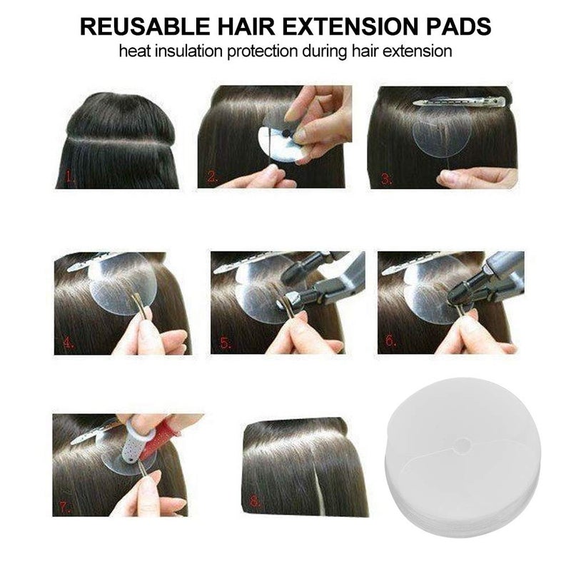50pcs Single Hole Round Spacer Template, Heat Shield Guards for Hair Extension Bonding, Guards Hair Extension Tool, for Salon Hair Extension Bonding and Cross Hair Seamle - Image 2