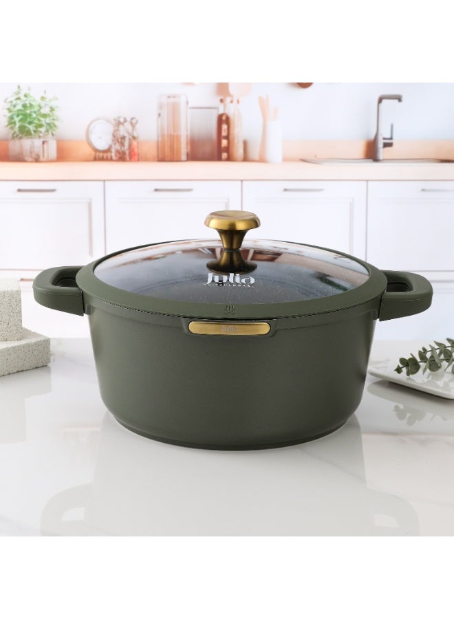 جوليا قِدر جوليا إيليت توب 24 سم مع غِطاء - أخضر زيتوني - جرانيت أسود غير لاصق - يدعم الحث الحراري - Image 1
