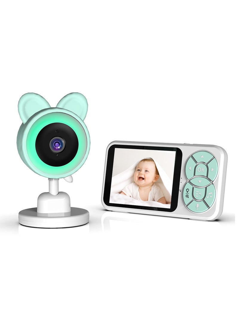 Pelvon Smart Baby Monitor with Camera and Audio, Cute Design, RGB Color Night Light, HD Video, Cry Detection, Temperature Sensor, Two Way Talk, Remote Viewing, Lullabies, Ideal for New Parents - Image 1