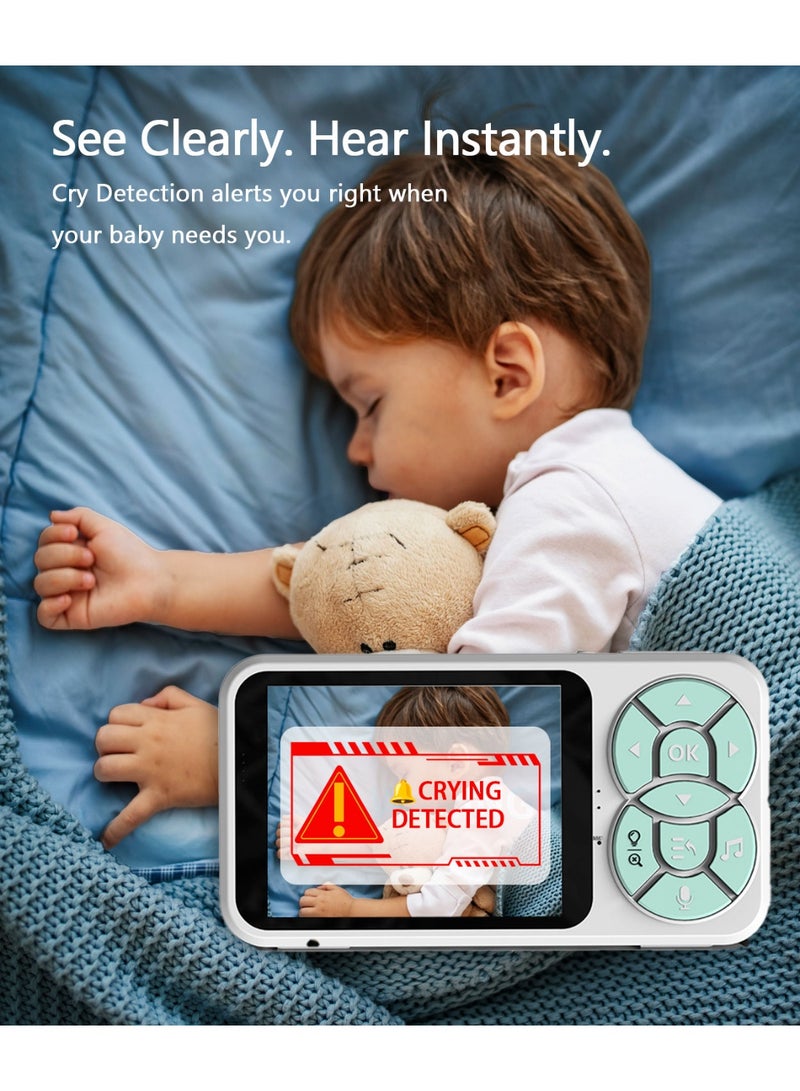 Pelvon Smart Baby Monitor with Camera and Audio, Cute Design, RGB Color Night Light, HD Video, Cry Detection, Temperature Sensor, Two Way Talk, Remote Viewing, Lullabies, Ideal for New Parents - Image 3