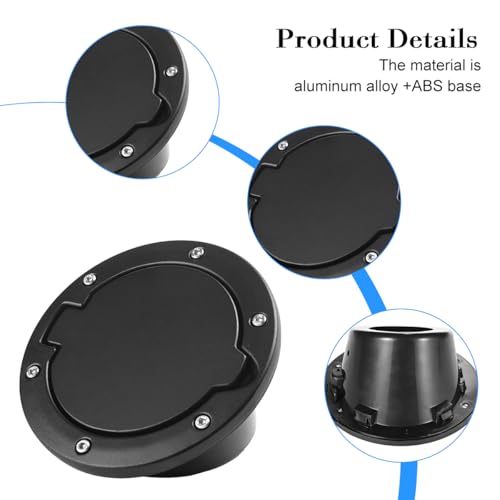 FALVFUN Car Fuel Filler Door Gas Tank Cap, Heavy Duty Vehicle Fuel Filler Tank Door Cover, Automotive Exterior Protection Accessories, Compatible with Wrangler JK 2/4 Door - Image 3