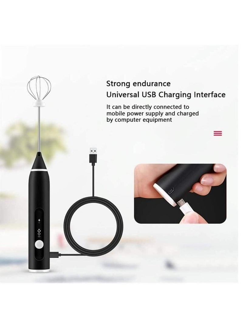 ELTRAZONE Milk Frother USB Rechargeable Handheld Electric Foam Maker with 3 Stainless Whisks 3 Speed Adjustable Perfect for Bulletproof Coffee Lattes Cappuccino Matcha - Image 5
