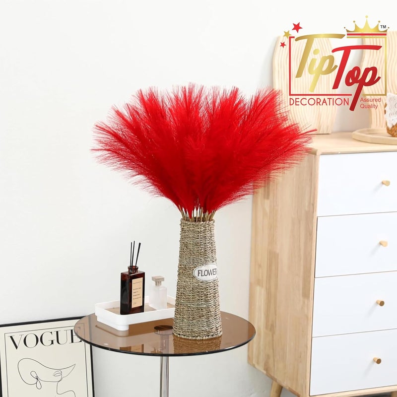 TIPTOP DECORATION TIPTOP DECORATION Premium Artificial Fluffy Faux Pampas Grass Feather Flower Stick 18 inch 2 Lemon Yellow 3 Inner Stems  - Image 3