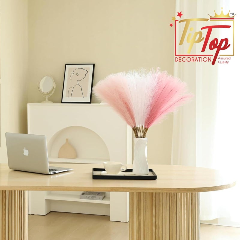 TIPTOP DECORATION TIPTOP DECORATION Premium Artificial Fluffy Faux Pampas Grass Feather Flower Stick 18 inch 2 Lemon Yellow 3 Inner Stems  - Image 4