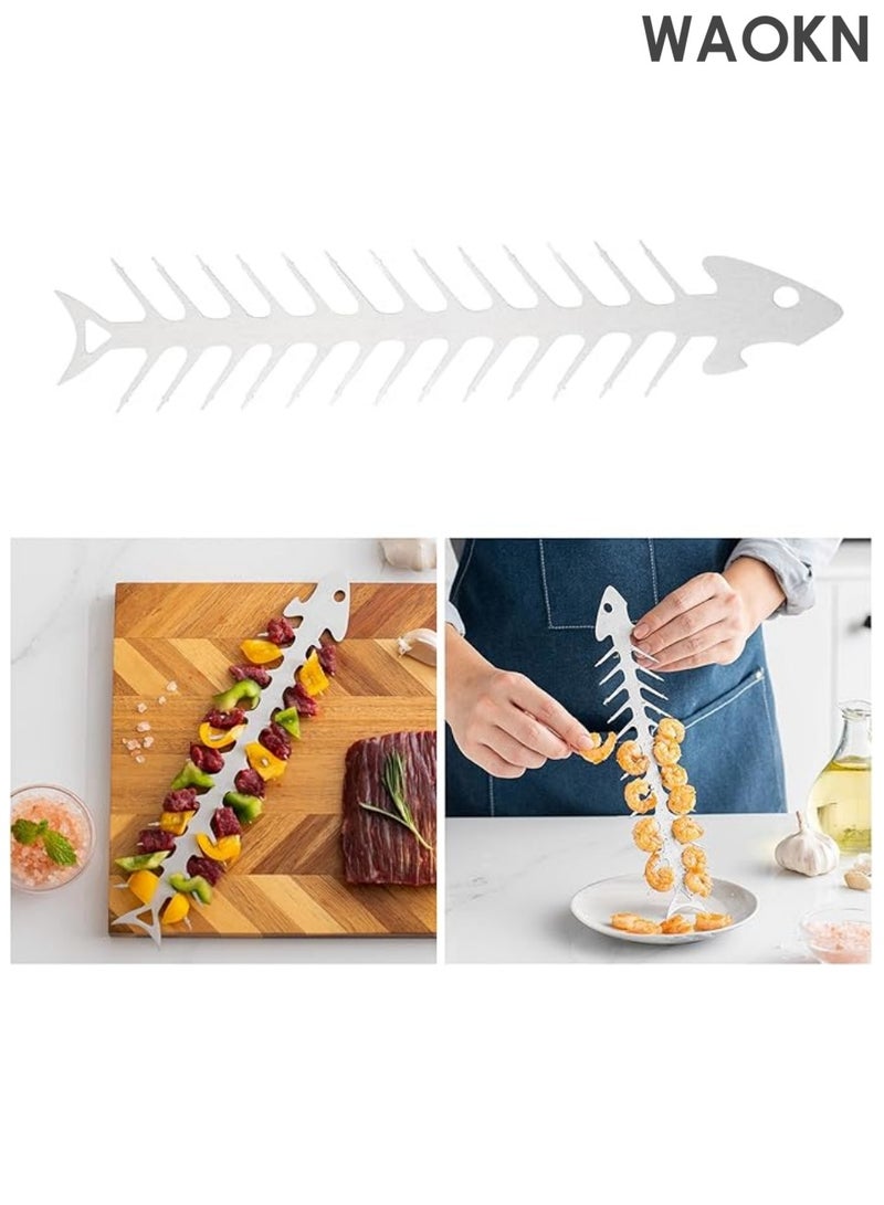 WAOKN Metal Wishbone Shaped Barbecue Skewer Reusable Roaster Fork Outdoor Camping Grills Skewers Bottle Opener Easy to Use - Image 2