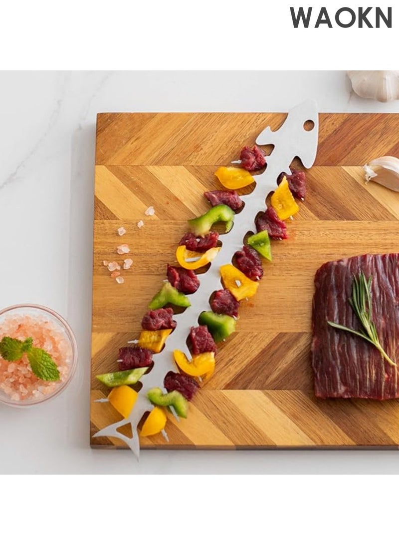 WAOKN Metal Wishbone Shaped Barbecue Skewer Reusable Roaster Fork Outdoor Camping Grills Skewers Bottle Opener Easy to Use - Image 5