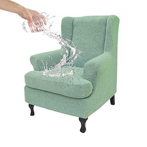 Eco-Ancheng EcoAncheng Waterproof Wingback Chair Slipcover 2 Piece Slipcovers for Wingback Chairs Spandex Wingback Chair Covers Washable Furniture Protector with Elastic Bottom for Living Room Wingback Chairs - Image 1