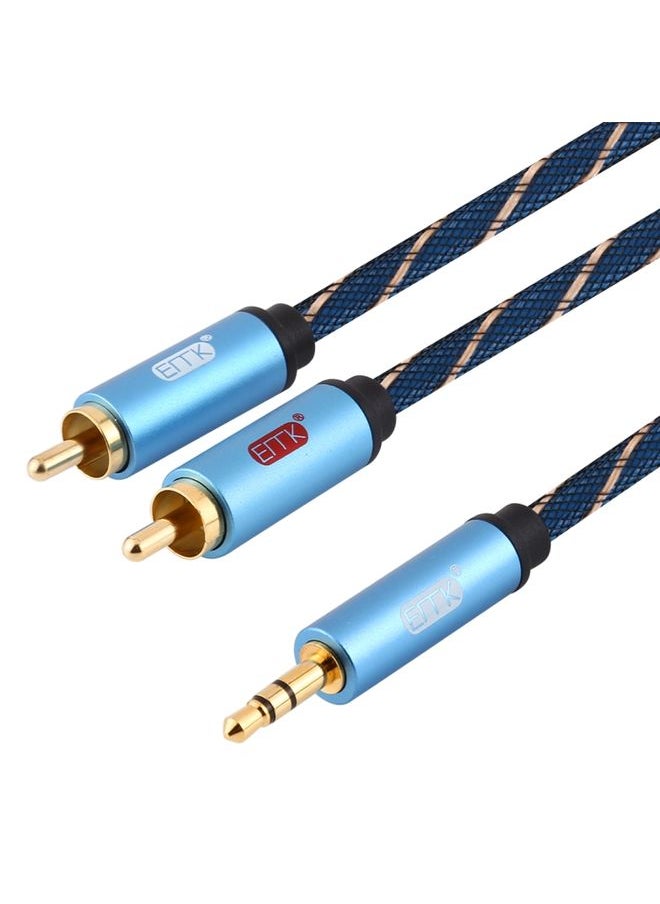 BURAQ - EMK 3.5mm Jack Male to 2 x RCA Male Gold Plated Connector Speaker Audio Cable, Cable Length:5m(Dark Blue) - Image 1