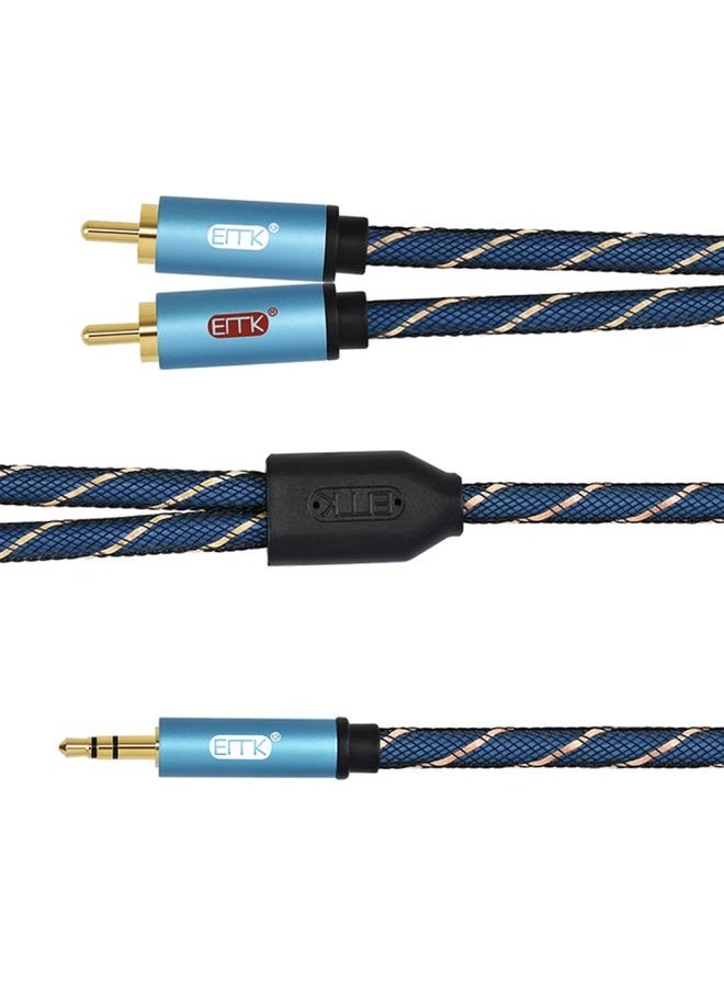 BURAQ - EMK 3.5mm Jack Male to 2 x RCA Male Gold Plated Connector Speaker Audio Cable, Cable Length:5m(Dark Blue) - Image 1