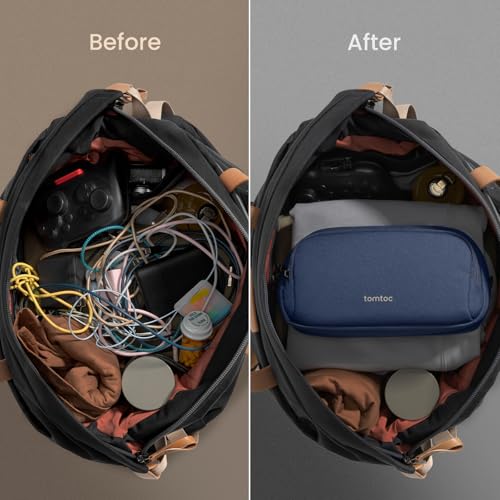 tomtoc Electronic Organizer Travel Case, Water Resistant Dual Compartment Tech Pouch Cable Organization Storage Bag for Charger, Cord, Phone, Hard Drive, Power Bank, Accessories Travel Essentials - Image 4