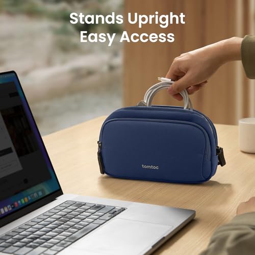 tomtoc Electronic Organizer Travel Case, Water Resistant Dual Compartment Tech Pouch Cable Organization Storage Bag for Charger, Cord, Phone, Hard Drive, Power Bank, Accessories Travel Essentials - Image 3