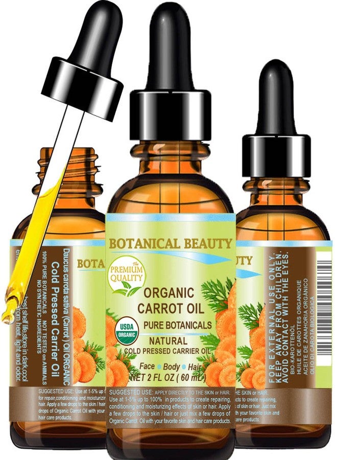 Botanical Beauty Organic CARROT SEED OIL 100% Pure VIRGIN UNREFINED Undiluted Cold Pressed Carrier Oil 2 Fl.oz.‐ 60 ml. for Face, Skin, Body, Hair, Lip, Nails. Rich in Beta Carotene, Vitamin E - Image 1