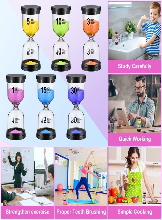 اوريهير ساعة رملية ملونة من Aoriher، ساعة رملية 1/3/5/10/15/20/30/45/60 دقيقة، ساعة رملية للمطبخ والمنزل والمكتب والفصول الدراسية والألعاب والطبخ (ألوان كلاسيكية، 6) - Image 5